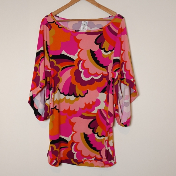 Trina Turk Fan Faire Boatneck Tunic Swim Cover-Up Dress - Picture 3 of 12